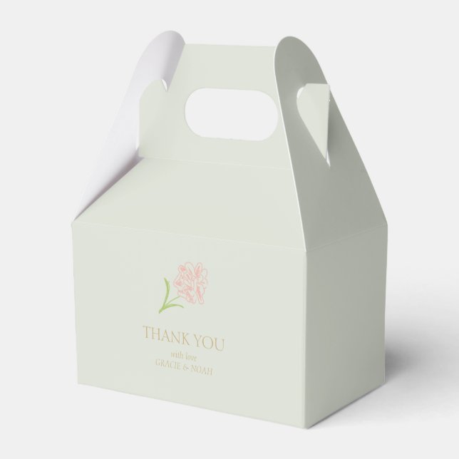Mint Green Floral Thank You Wedding Favor Box (Front Side)