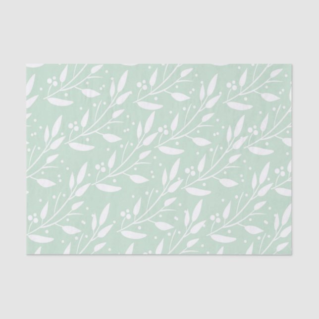 Mint Green Floral Tissue Paper (Front)