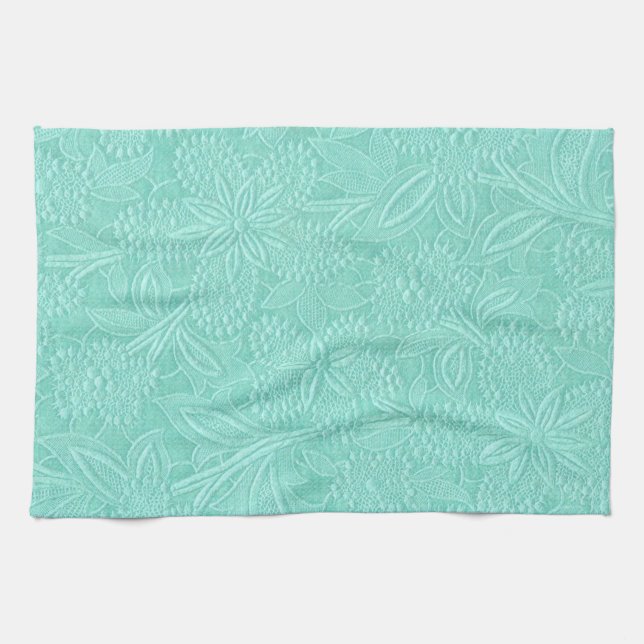 Mint Green Floral Towel (Horizontal)