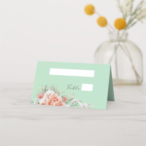 Mint Green  Floral Wedding Place Cards