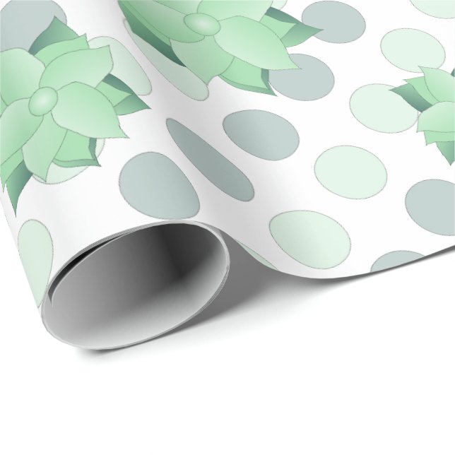 Mint Green Floral Wrapping Paper (Roll Corner)