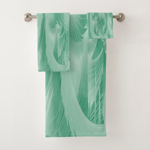 Mint Green Foliage Bath Towel Set