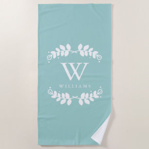 Mint Green Framed Monogram Beach Towel