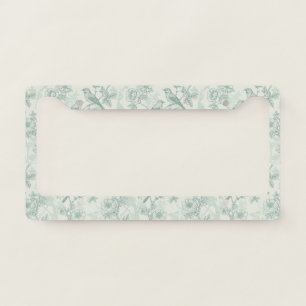 Mint Green French Country Birds and Floral Toile 2 License Plate Frame