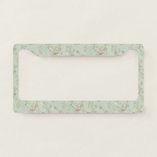 Mint Green French Country Birds and Floral Toile License Plate Frame