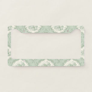 Mint Green French Country Floral Toile - Farmhouse License Plate Frame
