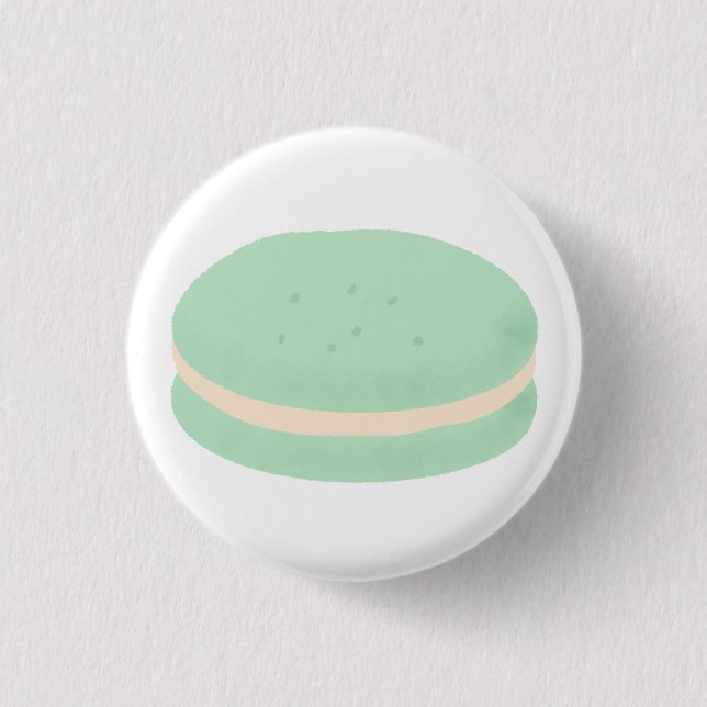 Mint Green French Macaron Pastry Gift Button (Front)