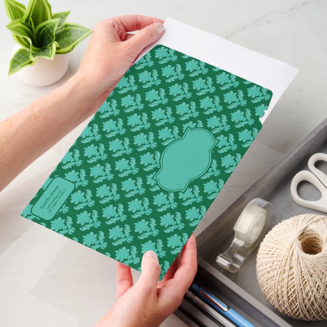 Mint Green French Tapestry Custom Envelope Mailers (Desk)