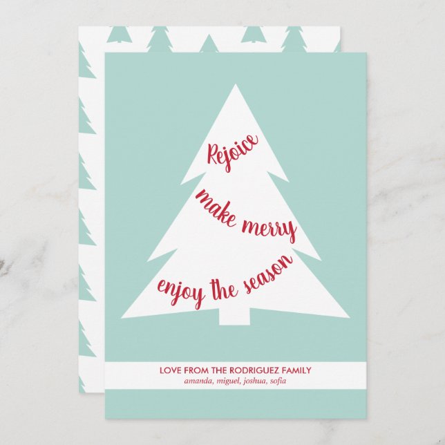 Mint Green Geometric Christmas Tree Holiday Script (Front/Back)