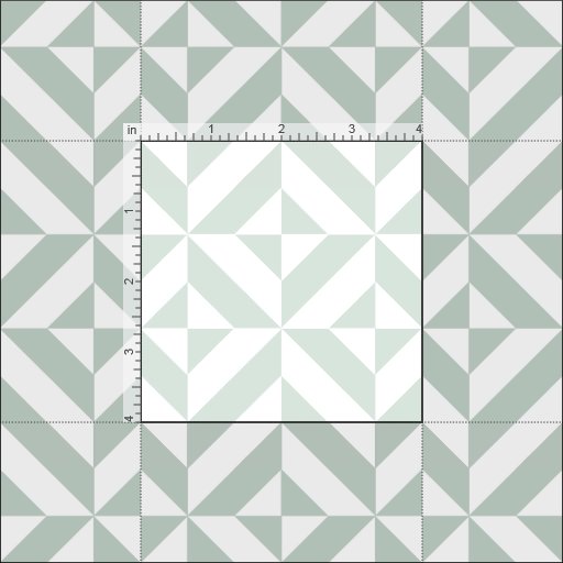 Mint Green Geometric Deco Cube Pattern Fabric