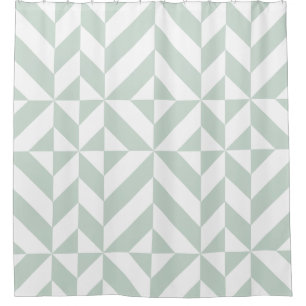 Mint Green Geometric Deco Cube Shower Curtain