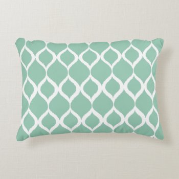 Mint Green Geometric Ikat Tribal Print Pattern Decorative Pillow by SharonaCreations at Zazzle