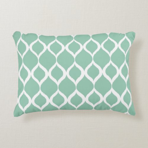 Mint Green Geometric Ikat Tribal Print Pattern Decorative Pillow