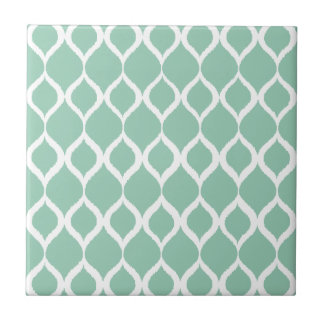 Mint Green Geometric Ikat Tribal Print Pattern Tile