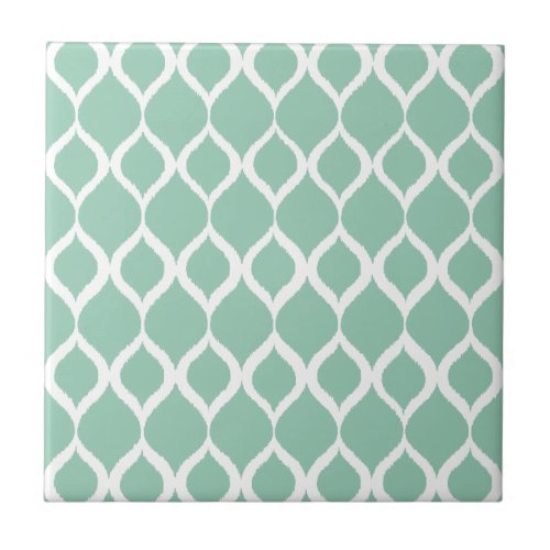 Mint Green Geometric Ikat Tribal Print Pattern Tile