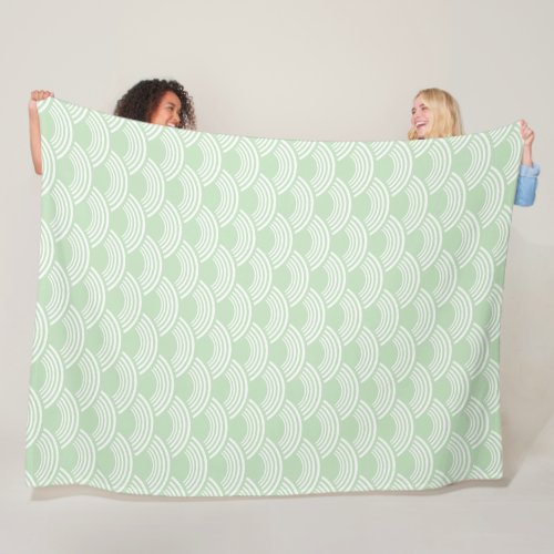 Mint Green Geometric Wave Pattern Seigaiha Fleece Blanket