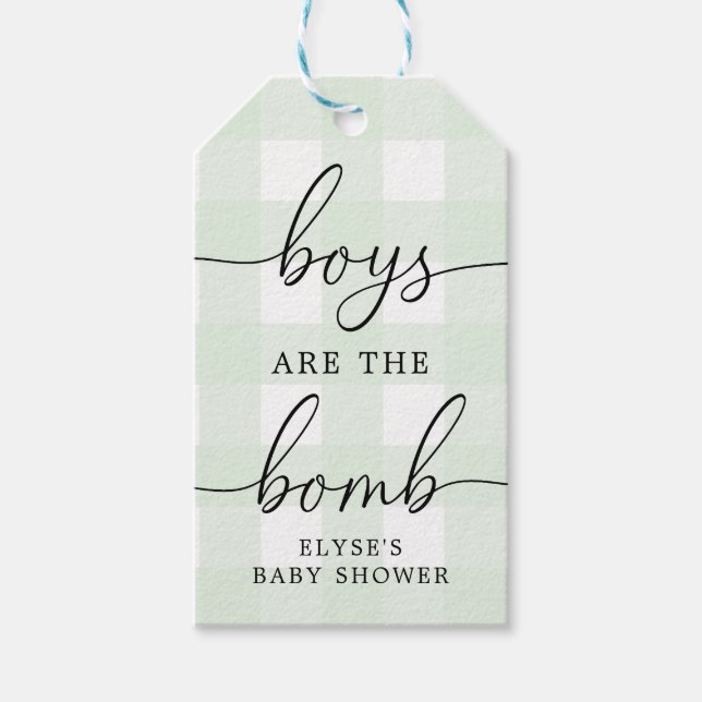 Mint Green Gingham Bath Bomb Favor Tag (Front)