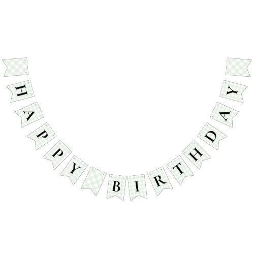 Mint Green Gingham Birthday Bunting Flag Banner