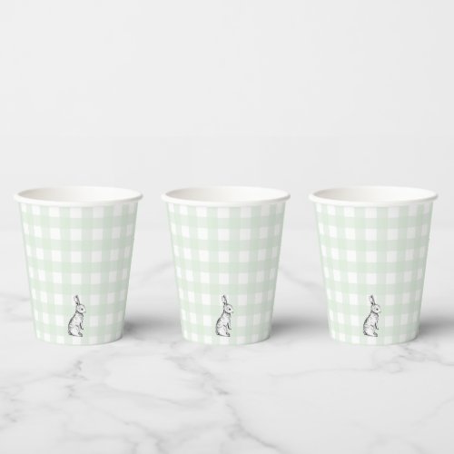 Mint Green Gingham Bunny Rabbit Paper cup