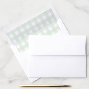 Mint Green Gingham Check Envelope Liner