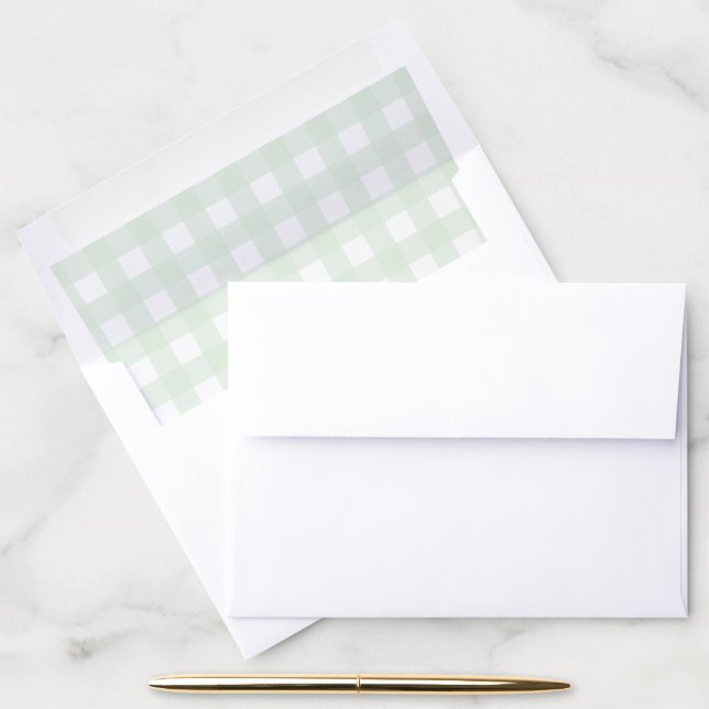 Mint Green Gingham Check Envelope Liner (Desk)