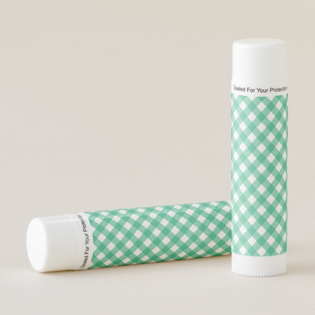 Mint Green Gingham Checkered Pattern Classic Style Lip Balm (Front)