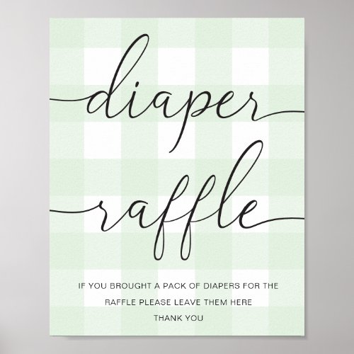 Mint Green Gingham Diaper Raffle Poster