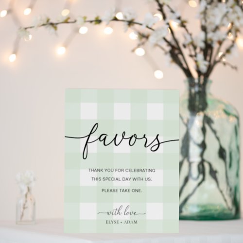 Mint Green Gingham Favors Sign