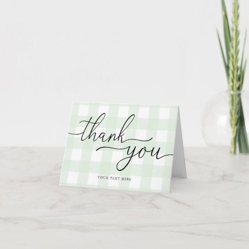 Mint Green Gingham Folded Thank You Card