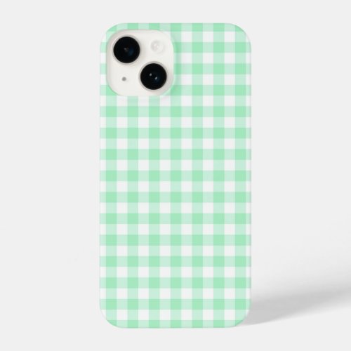 Mint Green Gingham iPhone 14 Case