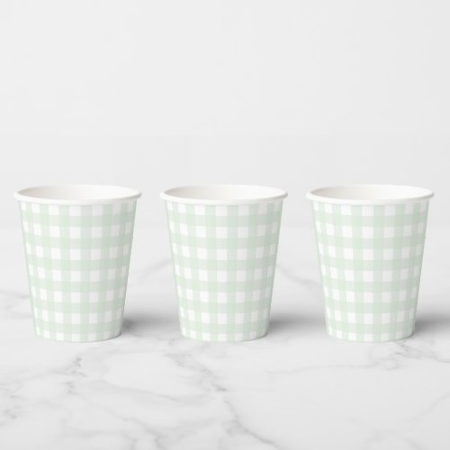 Mint Green Gingham Paper cup