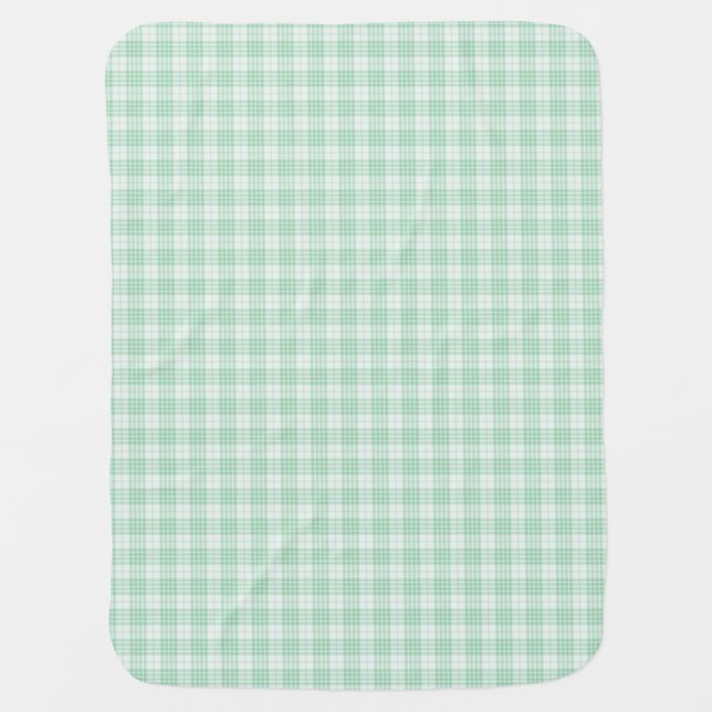 Mint Green Gingham Plaid Receiving Blanket (Front)