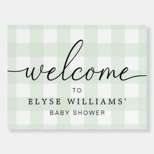 Mint Green Gingham Welcome Foam Board Sign