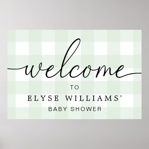 Mint Green Gingham Welcome Sign Poster