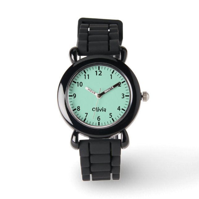 Mint Green Girls Personalized Kids Watch  (Front)