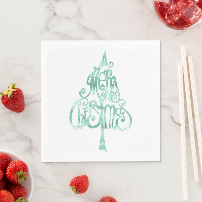 Mint Green Glam Christmas Napkins (Insitu)
