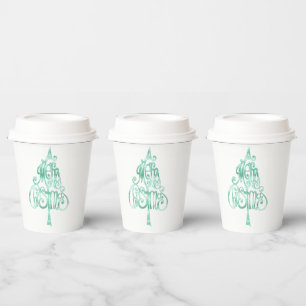 Mint Green Glam Christmas Paper Cups