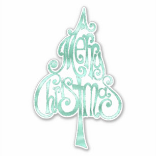 Mint Green Glam Christmas Sticker