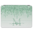 Mint Green Glitter Drips Sparkle Monogram Script iPad Air Cover Mint Green Glitter Drips Sparkle Monogram Script iPad Air Cover