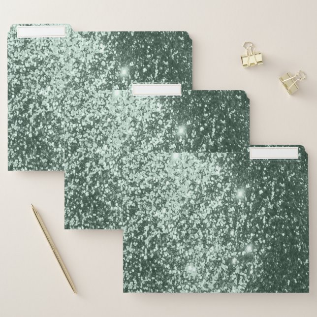 Mint Green Glitter File Folder (Set)