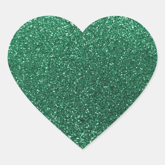 Mint green glitter heart sticker (Front)