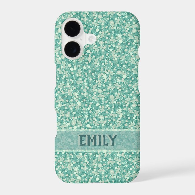 Mint Green Glitter Iphone Case (Back)