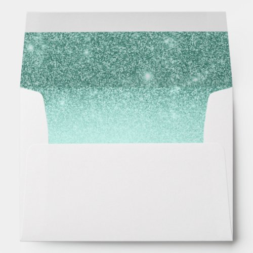 Mint Green Glitter Ombre Sparkle Envelope Wedding