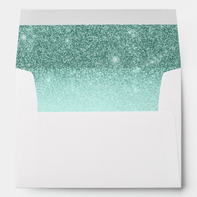 Mint Green Glitter Ombre Sparkle Envelope Wedding (Back (Bottom))