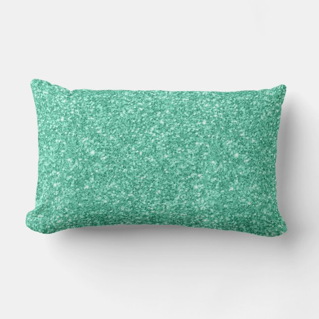 Mint Green Glitter Texture Lumbar Pillow (Front)
