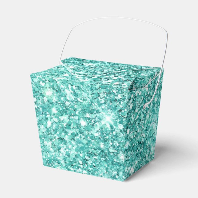 Mint Green Glitz Glitter  Favor Boxes (Front Side)