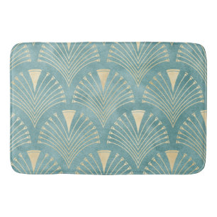 Mint green,gold,Art Deco pattern,vintage,retro ,Me Bath Mat