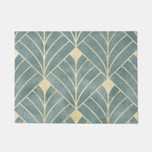 Mint Green,gold,Art Deco pattern,vintage,retro ,Me Doormat