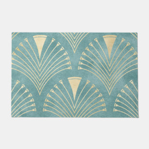 Mint green,gold,Art Deco pattern,vintage,retro ,Me Doormat