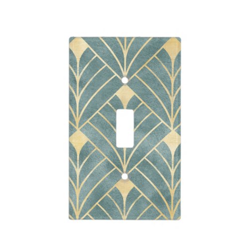 Mint GreengoldArt Deco patternvintageretro Me Light Switch Cover